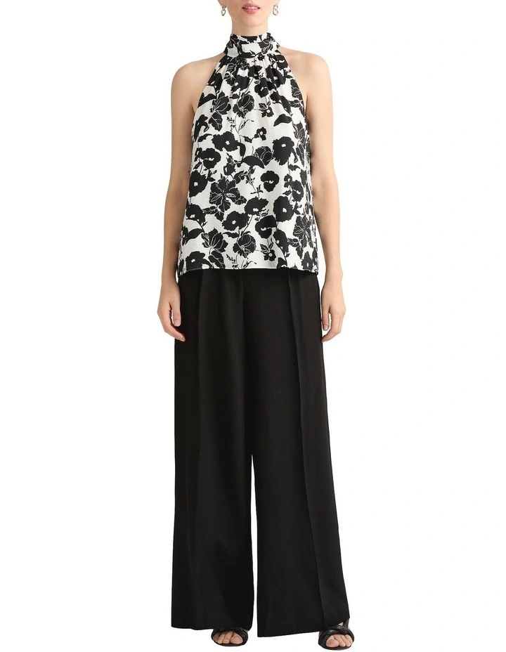 Bronte Wide Leg Pleat Pant in Black image 1