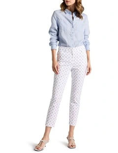 Moses Compact Cotton Pant in Cobalt Spot