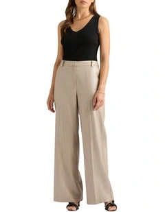 Freida Foiled Linen Pant in Gilver