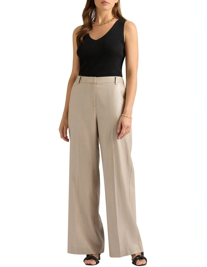 Freida Foiled Linen Pant in Gilver image 1