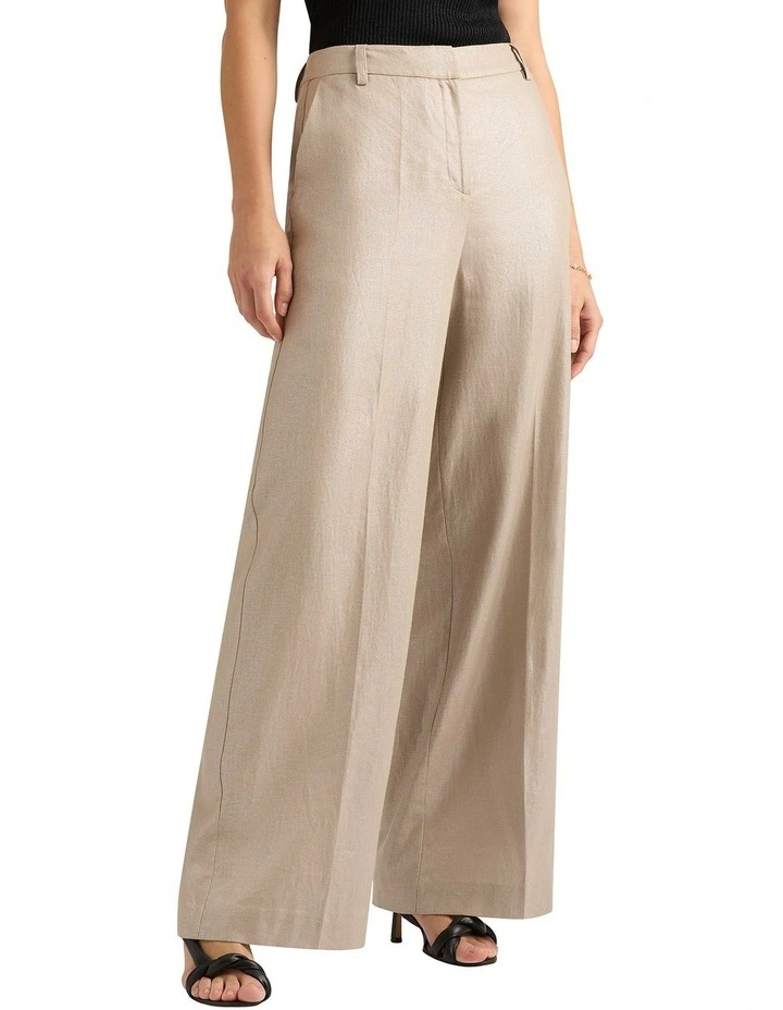 Freida Foiled Linen Pant in Gilver image 4