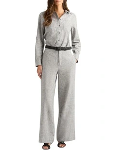 Azurra Linen Blend Pant in Black/White