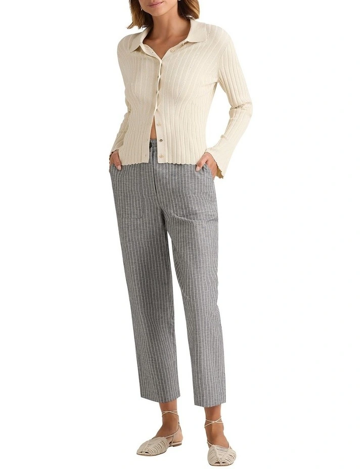 Cerello Linen Blend Pant in Grey Stripe image 1