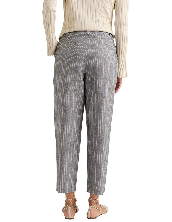 Cerello Linen Blend Pant in Grey Stripe image 2