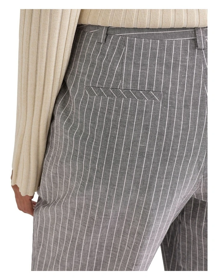 Cerello Linen Blend Pant in Grey Stripe image 4