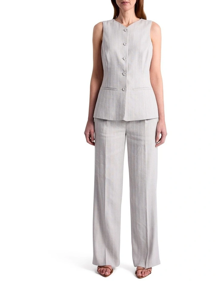 Ondina Linen Blend Pant in Grey Stripe image 1