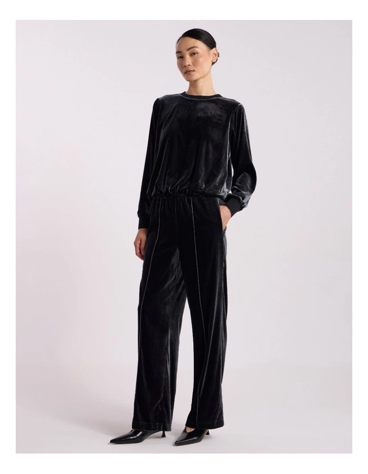 Ferrara Velour Track Pant in Charcoal image 1