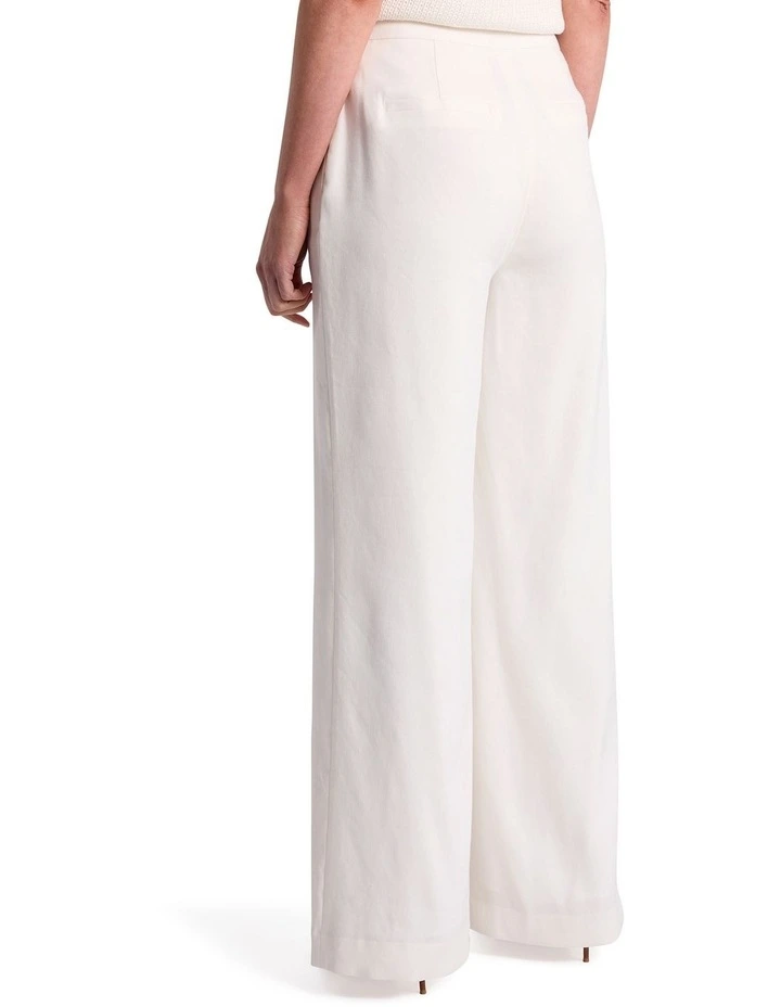 Mila Wide Leg Linen Blend Pant in Ivory image 4