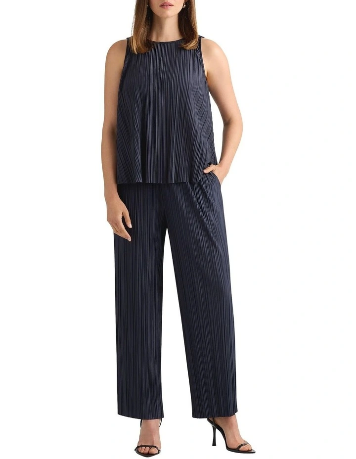 Tauri Pleat Jersey Pant in Navy image 1