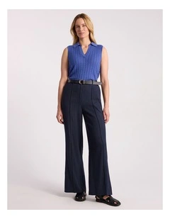 Cindy Wide Leg Pant in Navy Stripe