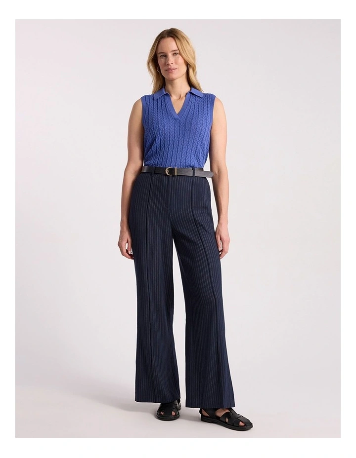 Cindy Wide Leg Pant in Navy Stripe image 1