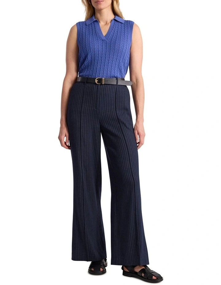 Cindy Wide Leg Pant in Navy Stripe image 1