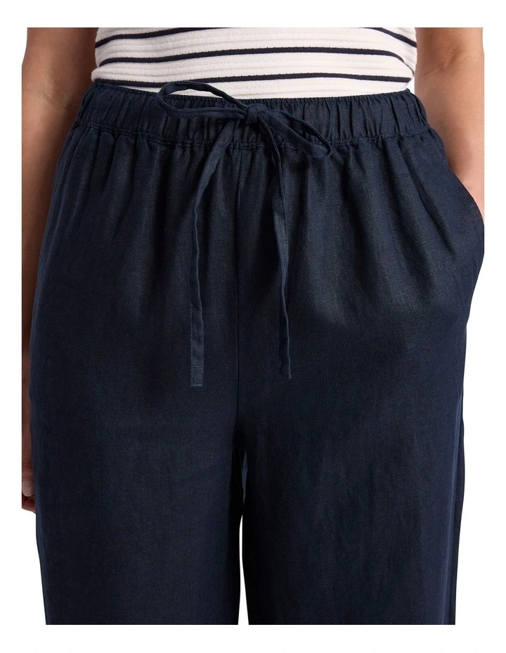 Prue Tapered Linen Pant in Navy image 3