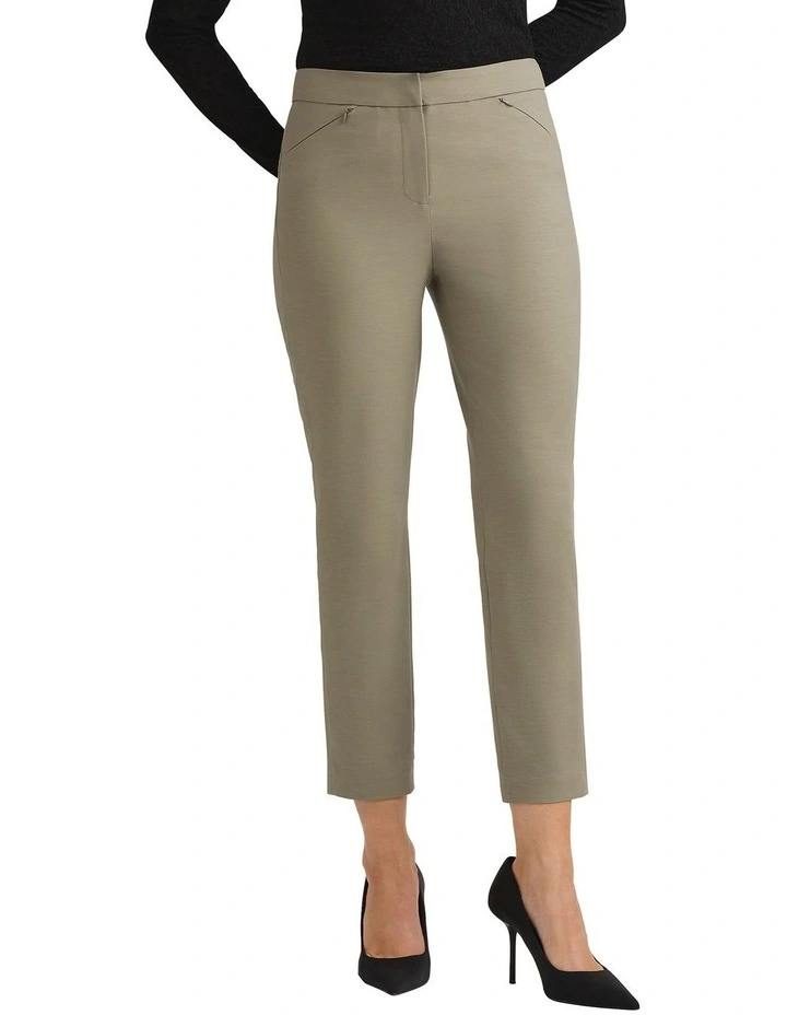 Sarah Compact Cotton Pant in Olive image 2