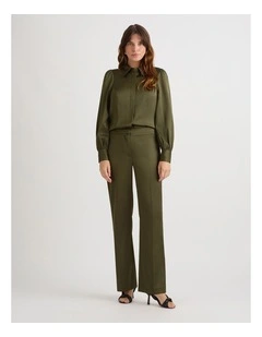 Valencia Crepe Bootleg Pant in Olive