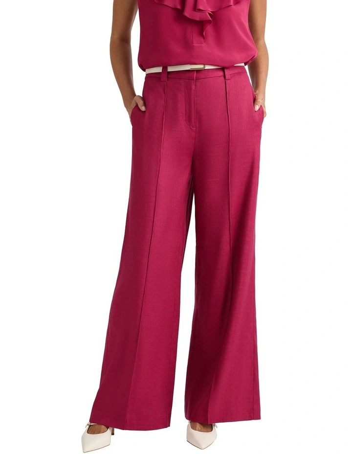 Winnie Wide Leg Linen Pant in Beaujolais image 2