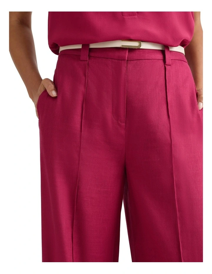 Winnie Wide Leg Linen Pant in Beaujolais image 4