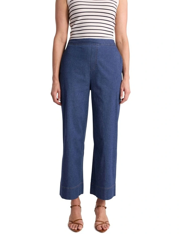 Noa Chambray Wide Leg Pant in Mid Wash image 2