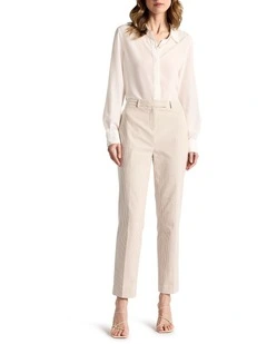 Alberta Seersucker Pant in Sand Stripe