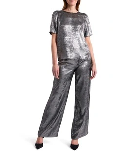 Rumi Metallic Pant in Platinum