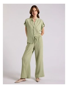 Maurine Cotton Crinkle Pant in Sage