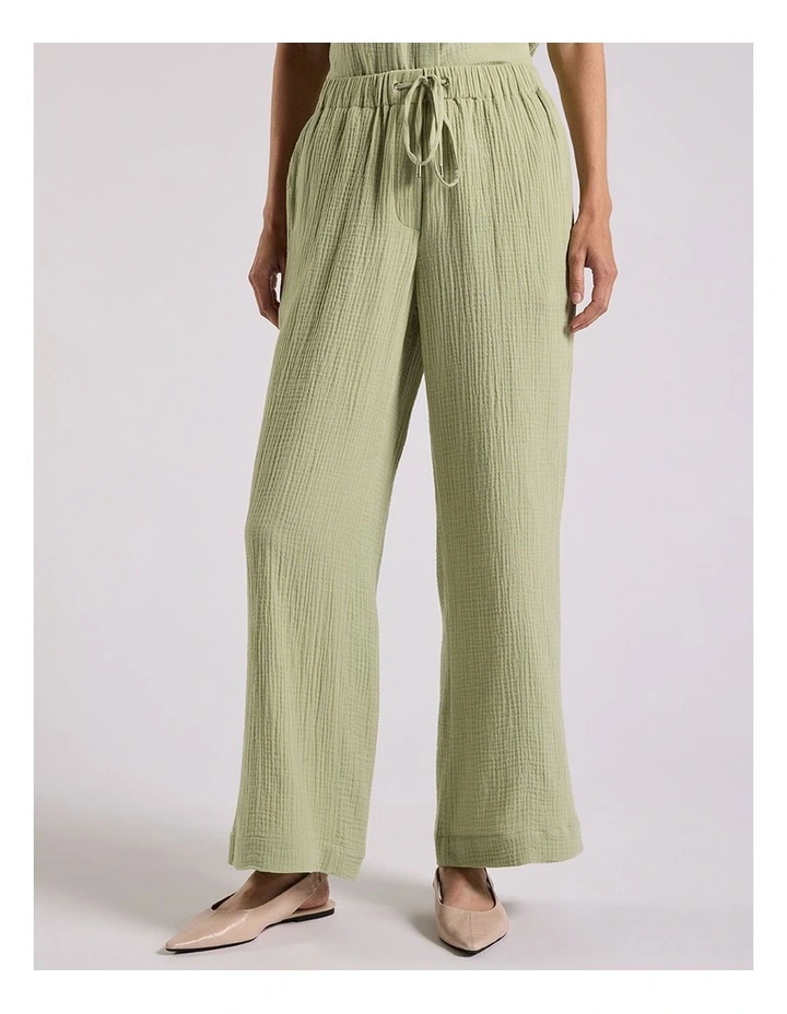 Maurine Cotton Crinkle Pant in Sage image 2