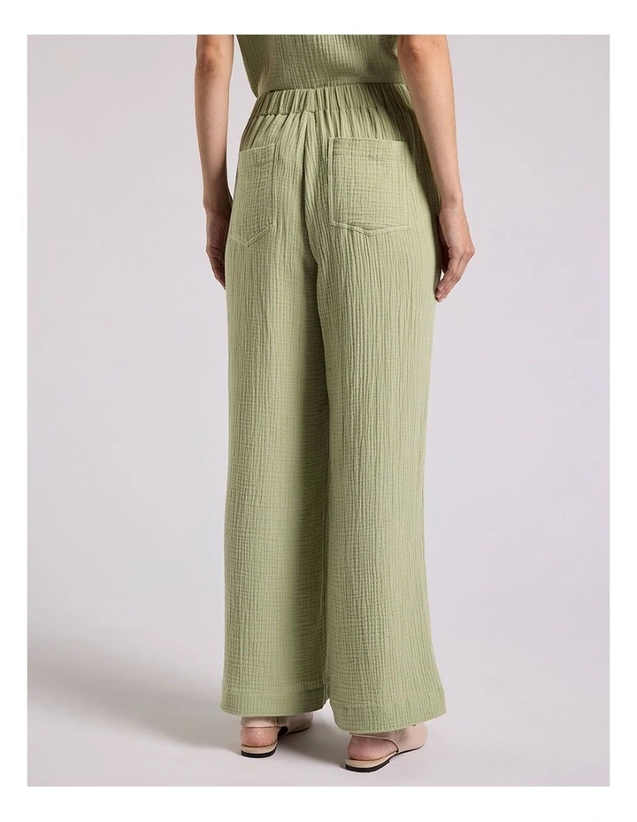 Maurine Cotton Crinkle Pant in Sage image 4