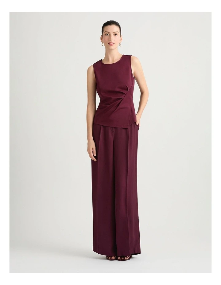 Bronte Wide Leg Pleat Pant in Plum image 1