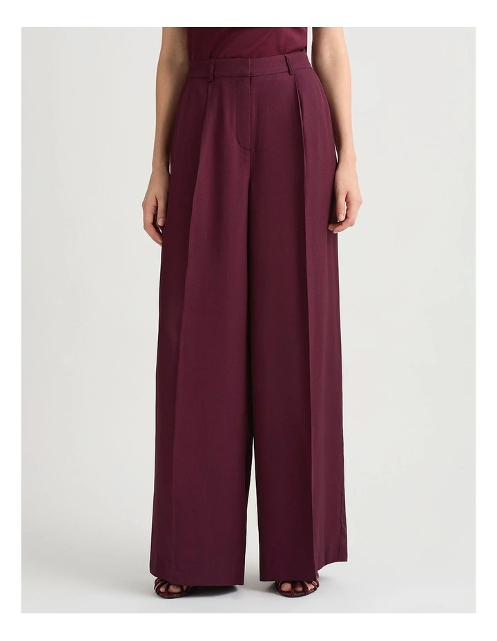 Bronte Wide Leg Pleat Pant in Plum image 2