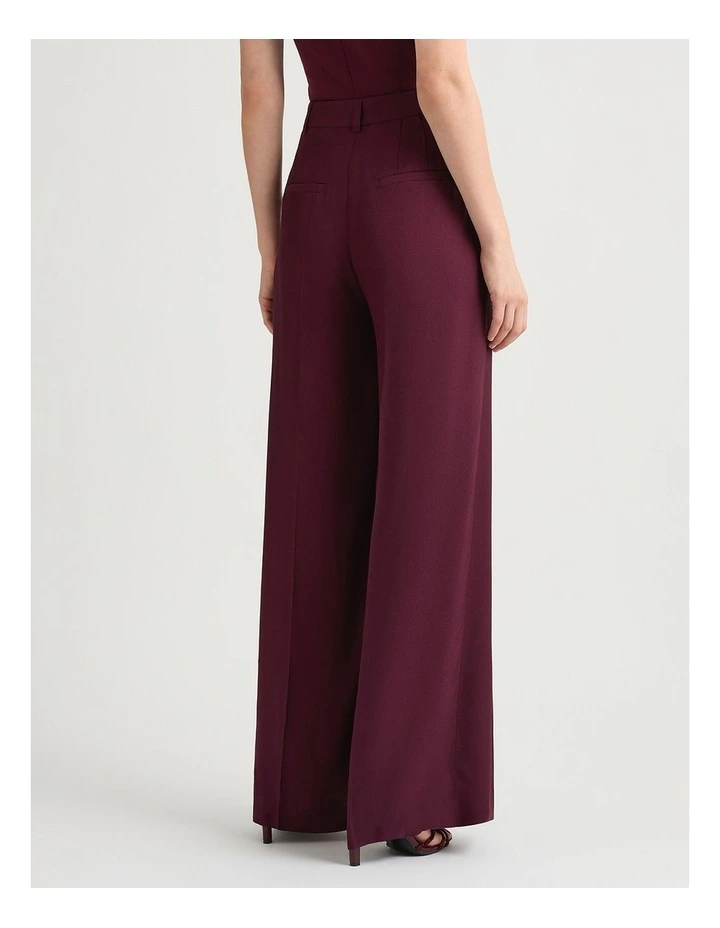 Bronte Wide Leg Pleat Pant in Plum image 3