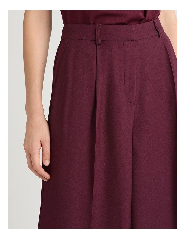 Bronte Wide Leg Pleat Pant in Plum image 4
