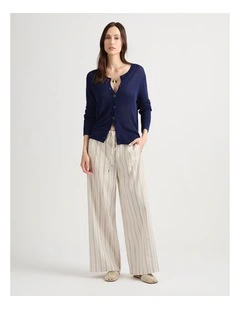 Gisella Wide Leg Pant in Fog Stripe