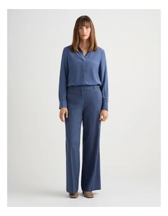 Chaya Linen Blend Pant in Steel Blue