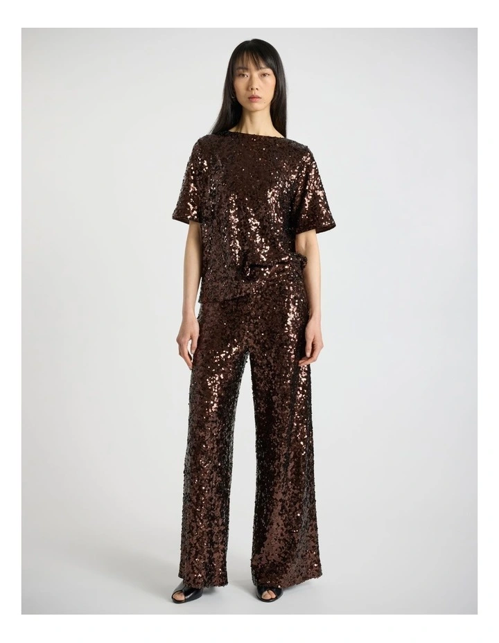 Maura Sequin Pant in Bronze image 1