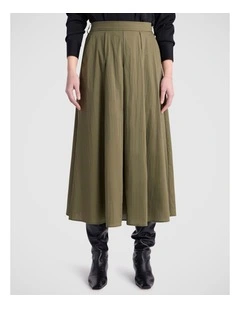 Ana Cotton Blend Skirt in Fern