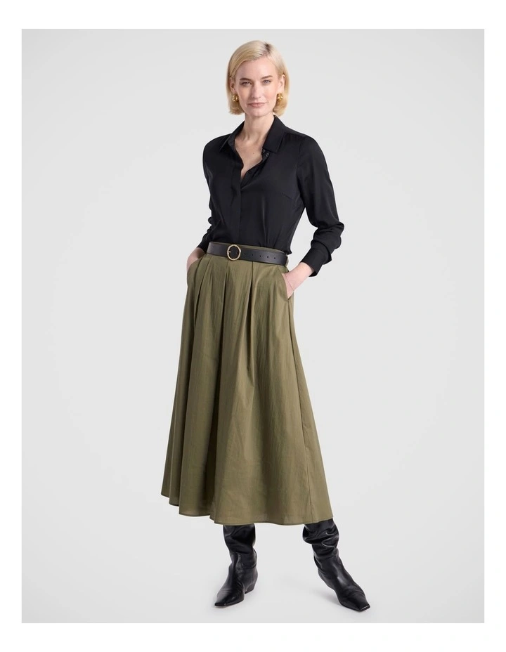 Ana Cotton Blend Skirt in Fern image 2
