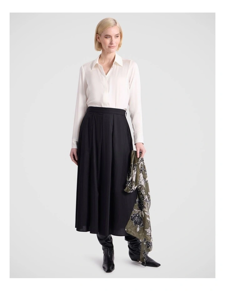 Ana Cotton Blend Skirt in Black image 2