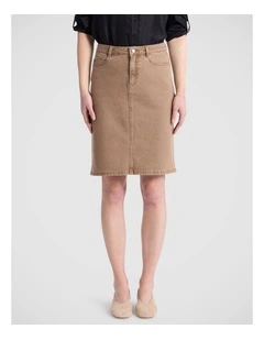 Hellie Denim Skirt in Toffee