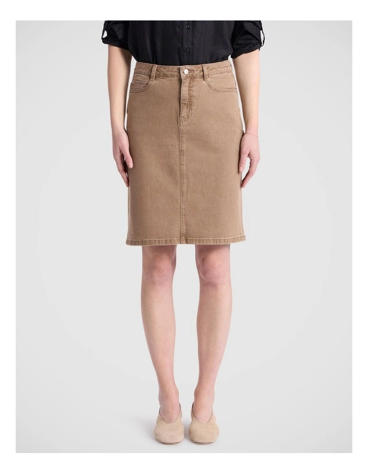 Hellie Denim Skirt in Toffee image 2