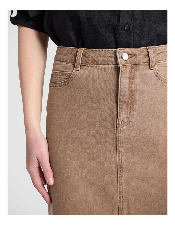 Hellie Denim Skirt in Toffee image 3