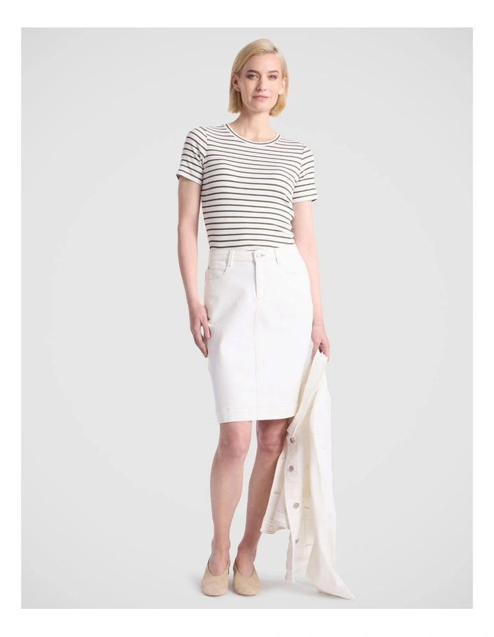 Marnie Denim Skirt in White image 1