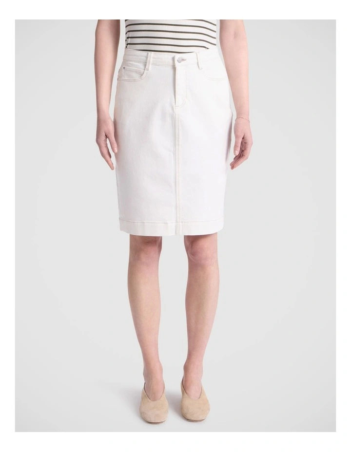 Marnie Denim Skirt in White image 2