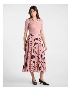 Sali Pleated Skirt in Rose Multi