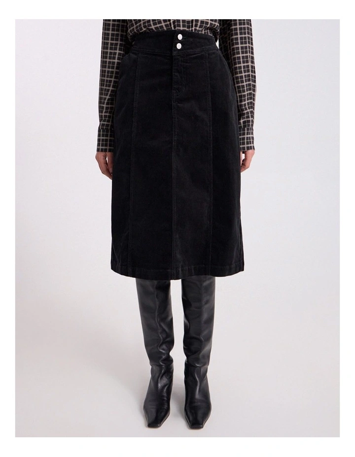 Iiona Corduroy Skirt in Black image 2