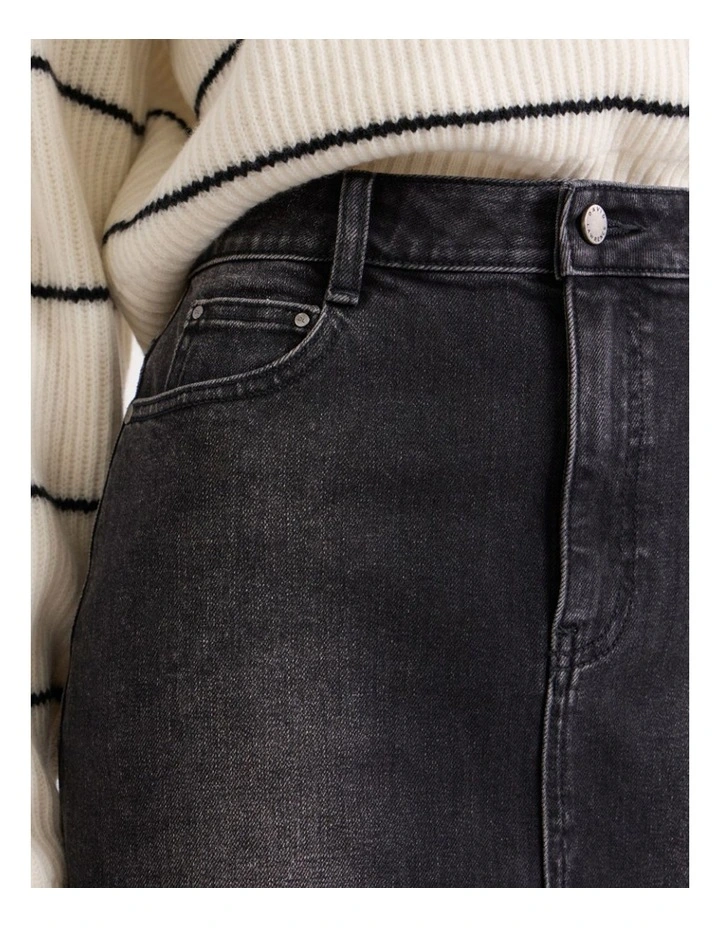 Hannah Denim Midi Skirt in Washed Black image 3