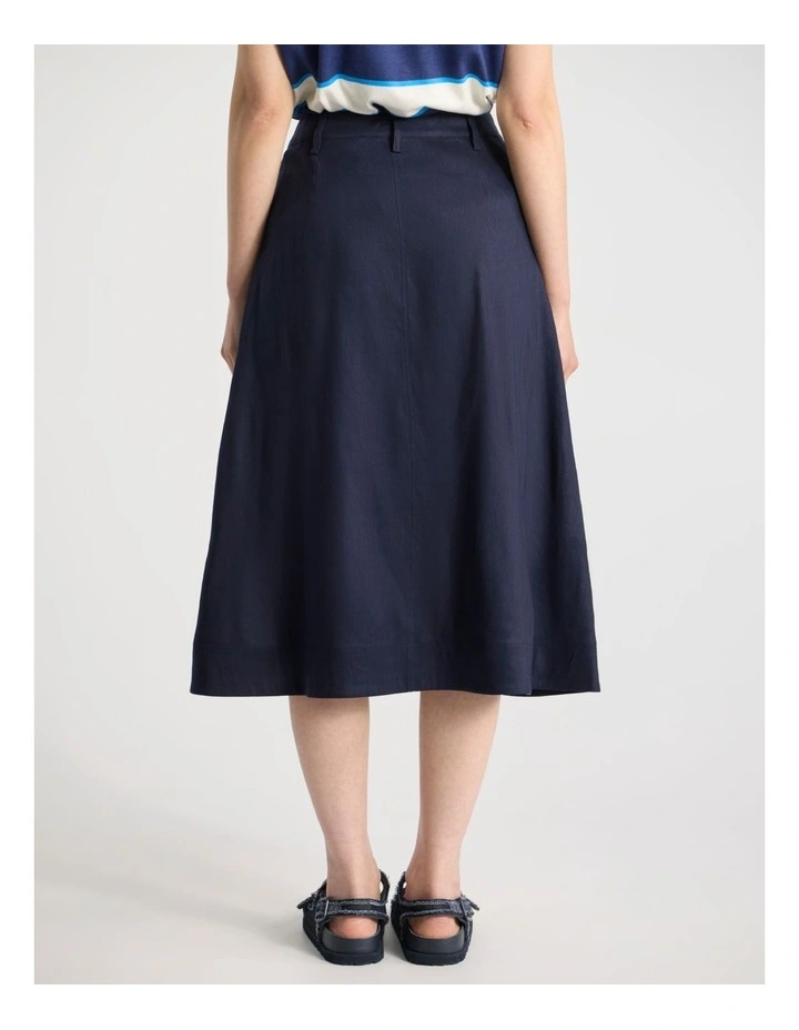 Cabello Stretch Linen Skirt in Navy image 3