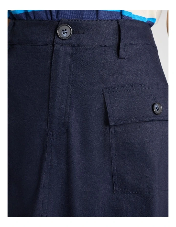 Cabello Stretch Linen Skirt in Navy image 4