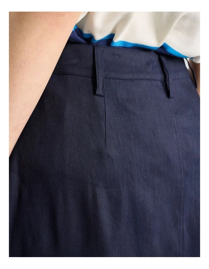 Cabello Stretch Linen Skirt in Navy image 5