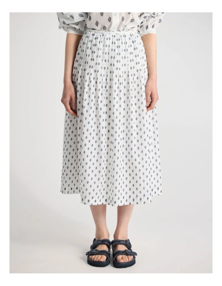 Aggie Cotton Skirt in Ivory Multi image 2