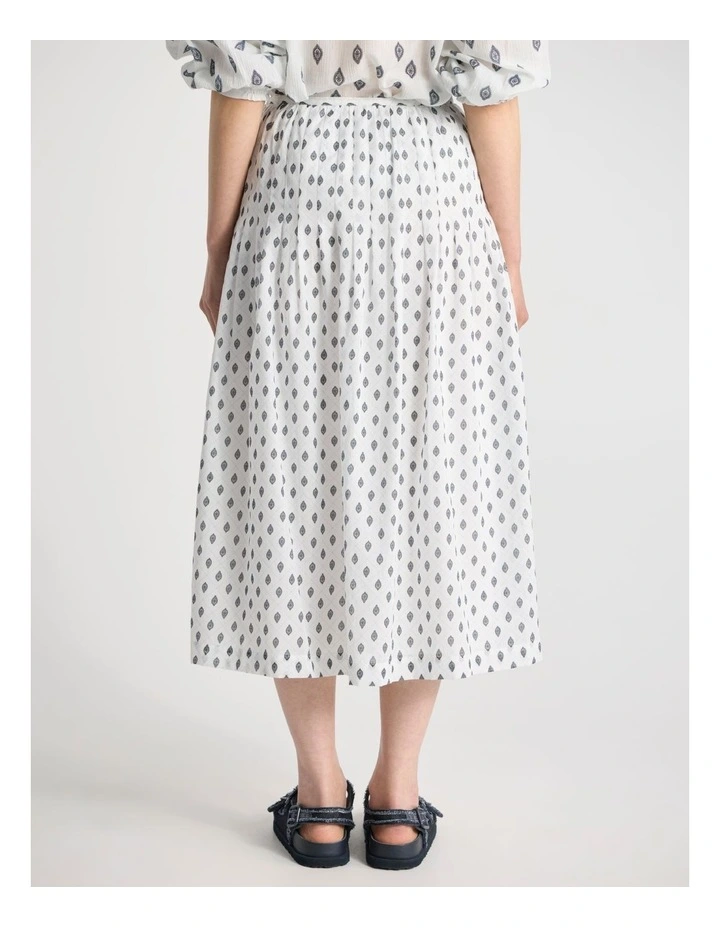 Aggie Cotton Skirt in Ivory Multi image 3